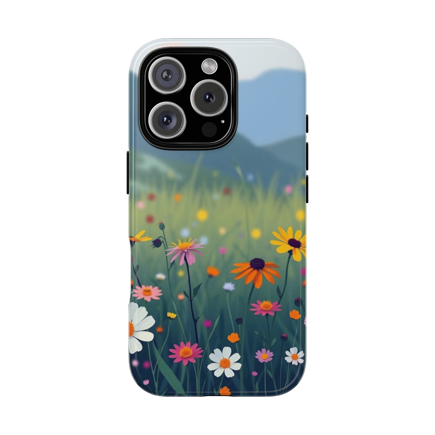 iPhone 16 Pro / Glossy Phone Case - Vibrant Meadow Design Phone Case