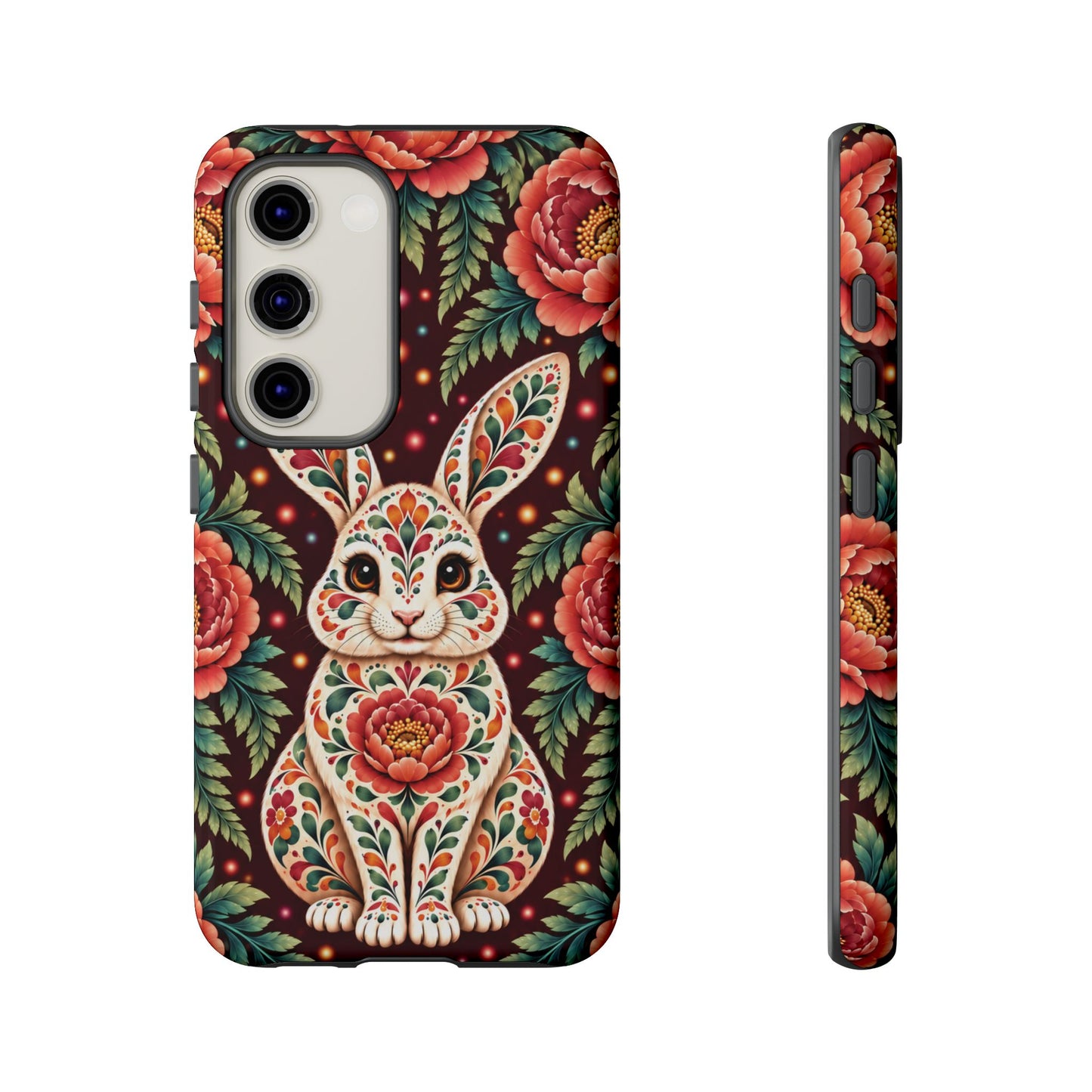 Cute Terracotta and Teal Calavera Bunny Phone Case - Phone Case - Samsung Galaxy S23 / Glossy