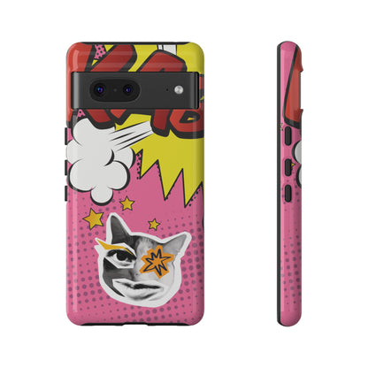 Bold Pink Pop Art Cat Phone Case - Pink Phone Case - Google Pixel 7 / Glossy