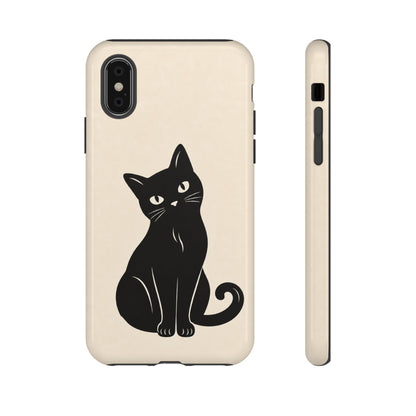 Minimalist Cream & Black Cat Phone Case