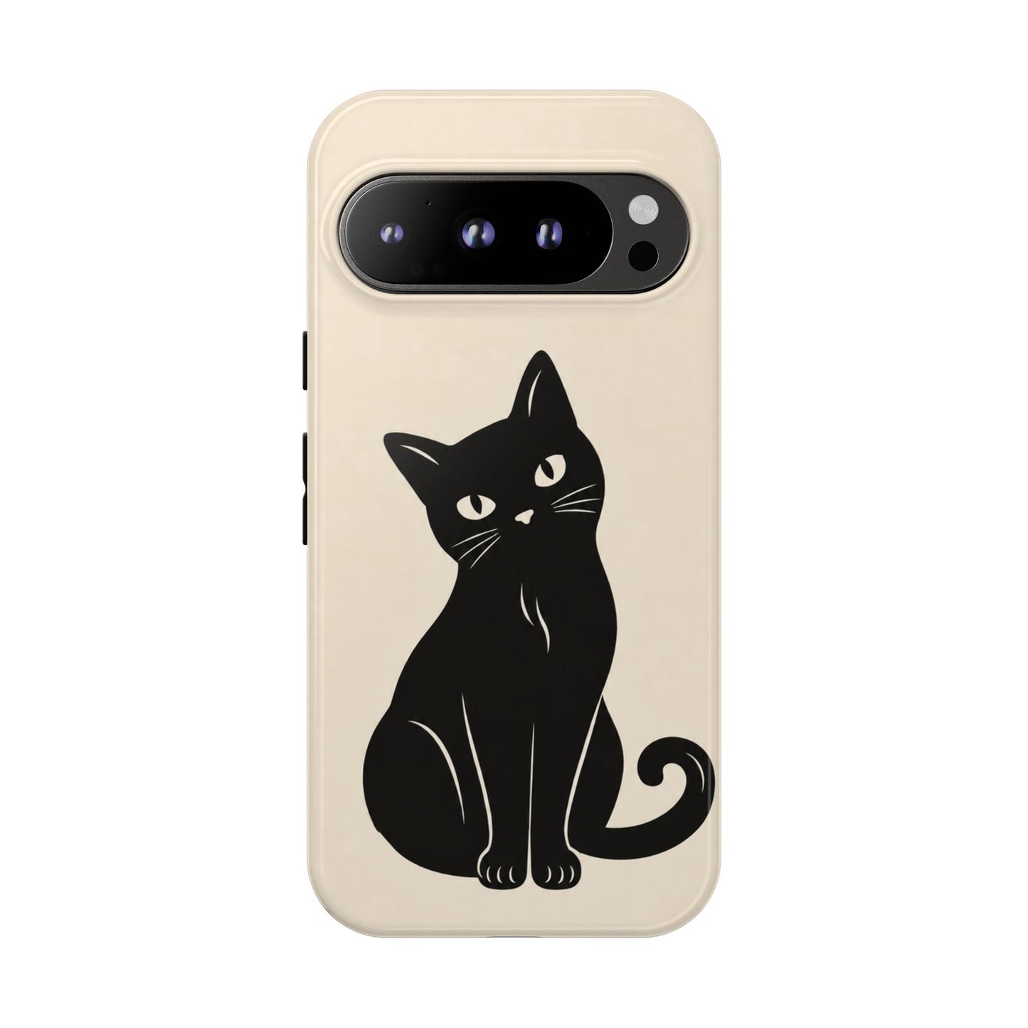 Minimalist Cream & Black Cat Phone Case
