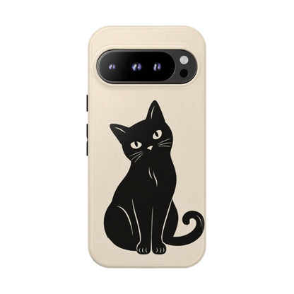 Minimalist Cream & Black Cat Phone Case