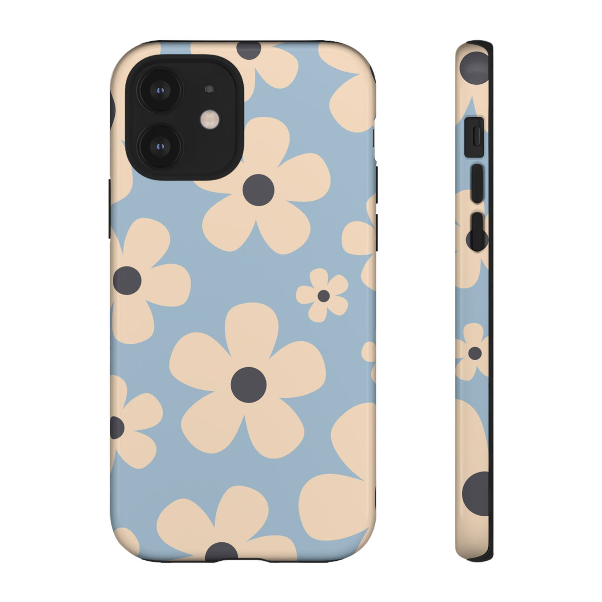 Cute Light Blue & Cream Daisy Pattern Phone Case - Blue Phone Case - iPhone 12 / Glossy