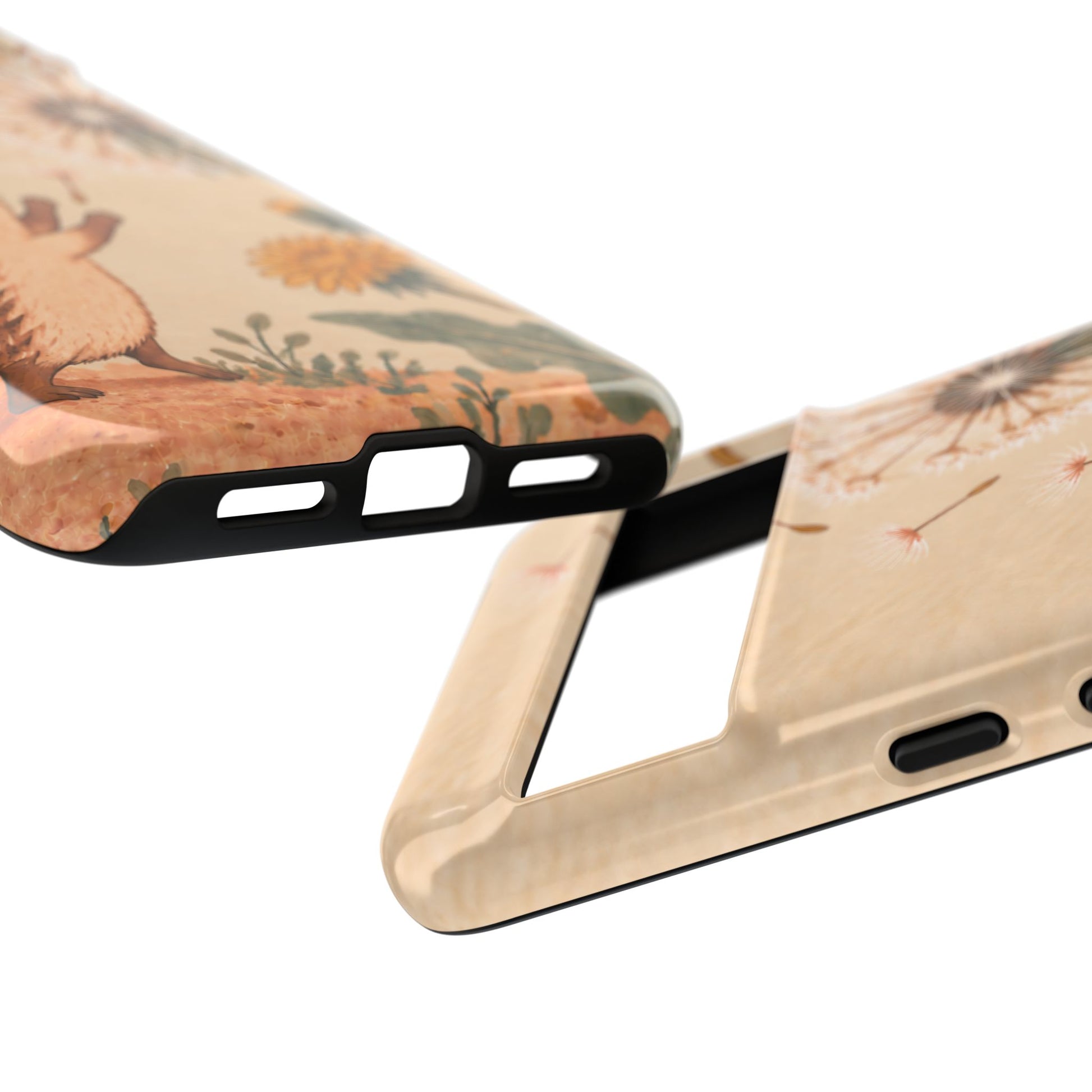 Whimsical Cream Hedgehog and Dandelion Phone Case - White Phone Case