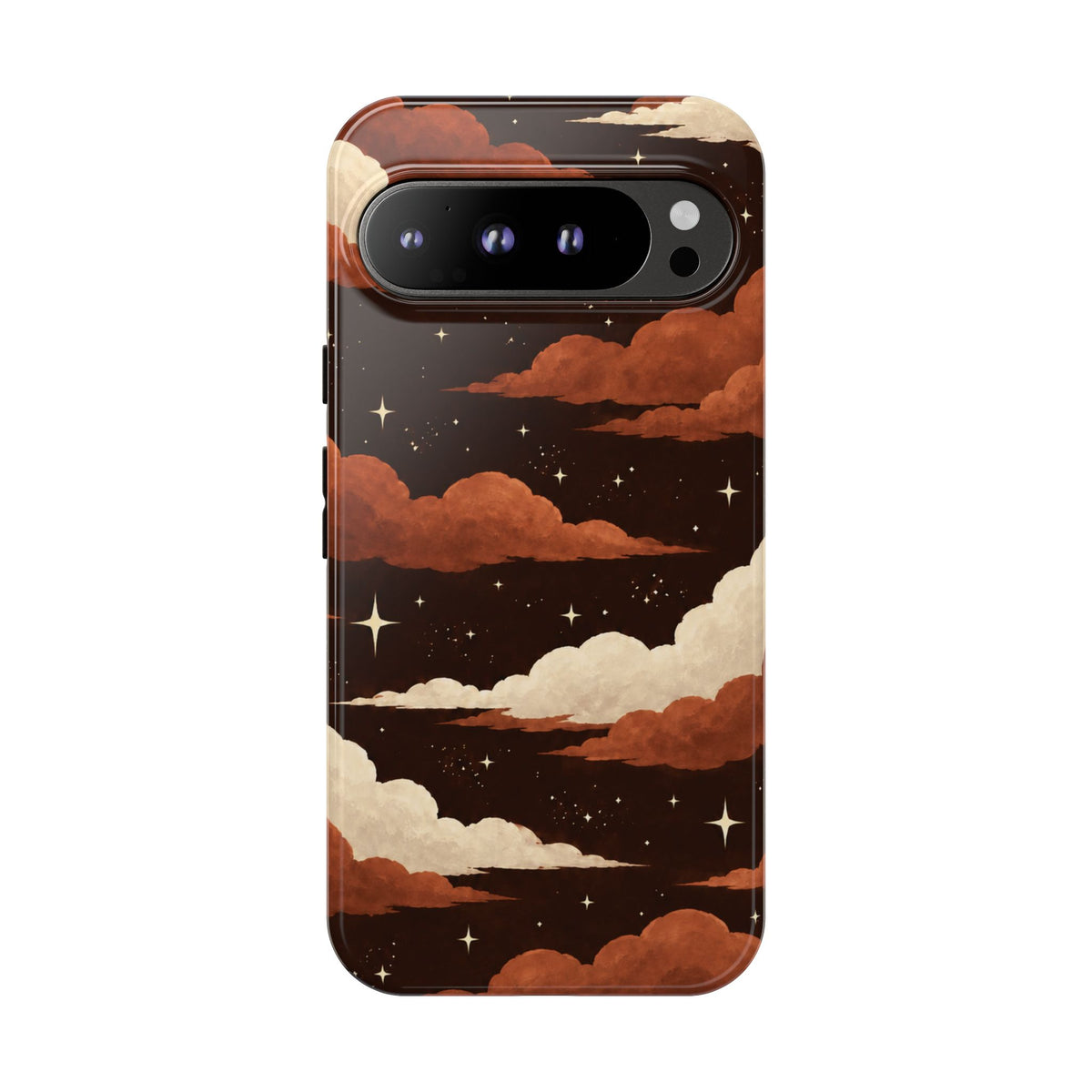 Illustrated Burnt Orange Clouds & Stars Phone Case