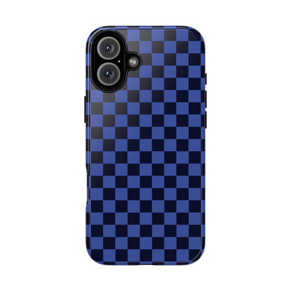 Bold Blue Small Checked Pattern Phone Case - Blue Phone Case - iPhone 16 Plus / Glossy