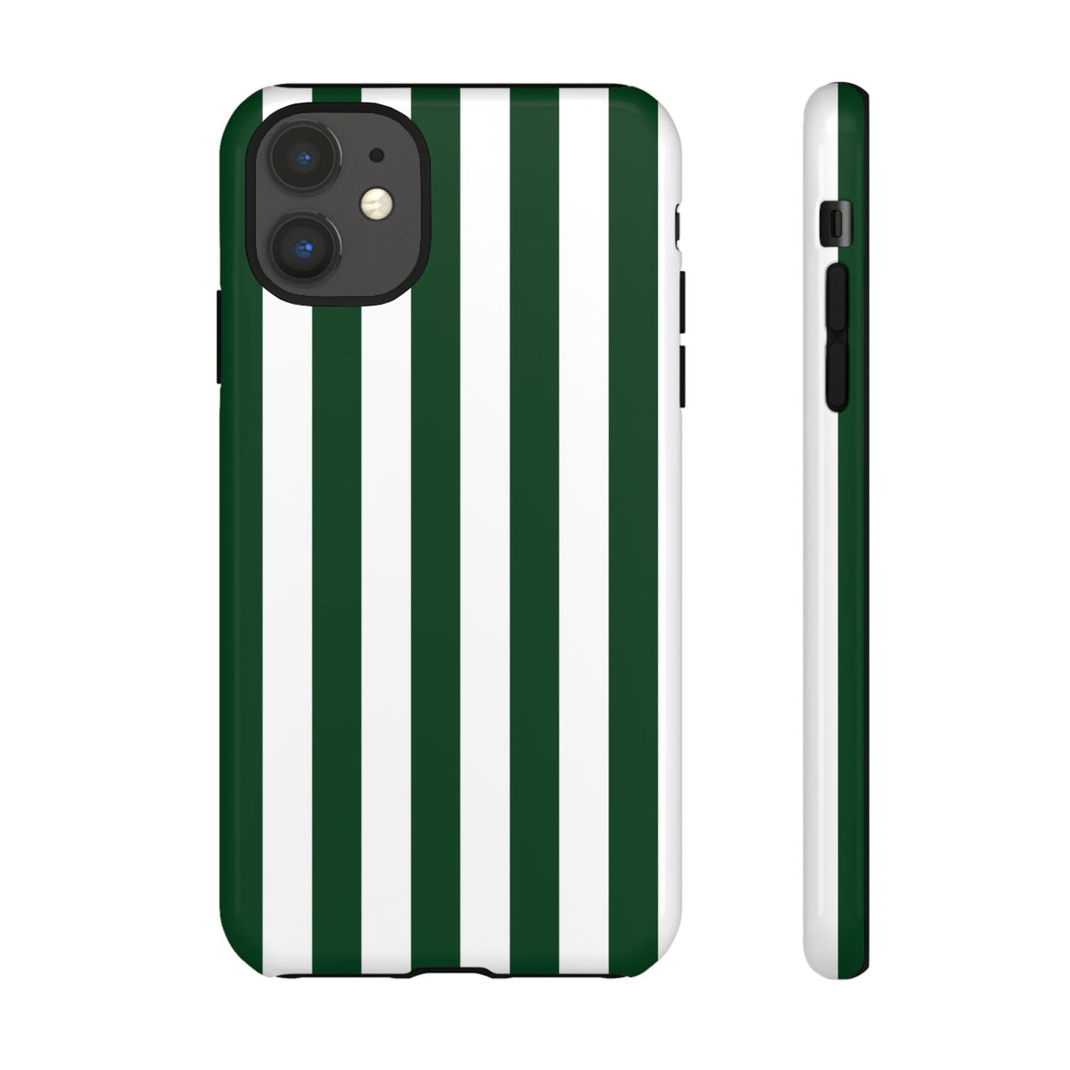 Simple Dark Green & White Stripe Pattern Phone Case - Green Phone Case - iPhone 11 / Glossy