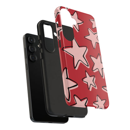 Cherry Red Doodle Star Phone Case