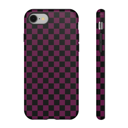 Trendy Plum & Black Small Checked Pattern Phone Case - Purple Phone Case - iPhone 8 / Glossy