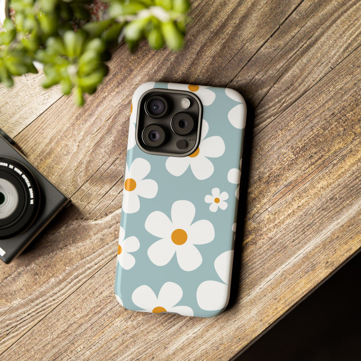 Cute Blue Daisy Pattern Phone Case - Blue Phone Case
