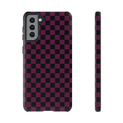 Trendy Plum & Black Small Checked Pattern Phone Case - Purple Phone Case - Samsung Galaxy S21 Plus / Glossy