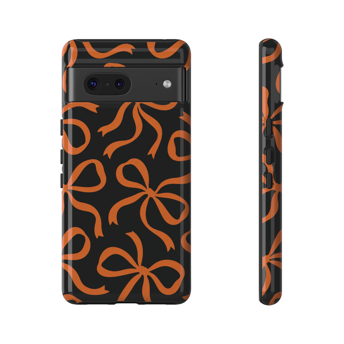 Bold Black and Burnt Orange Bow Pattern Phone Case