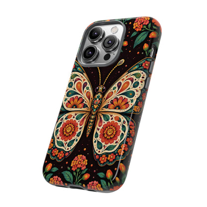 Vibrant Terracotta and Teal Calavera Butterfly Phone Case - Multicolor Phone Case