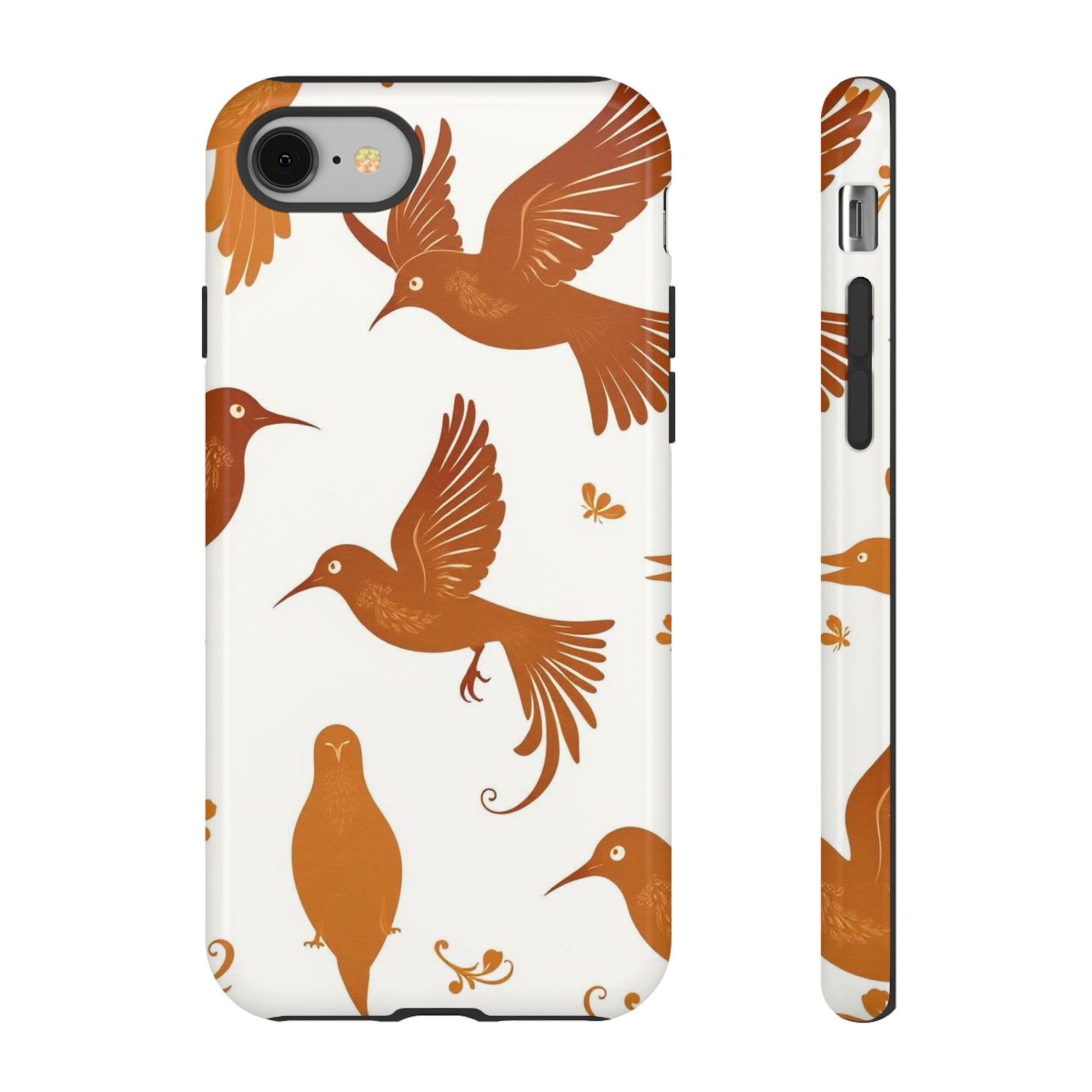 Abstract Bird Pattern Phone Case - White Phone Case - iPhone 8 / Glossy
