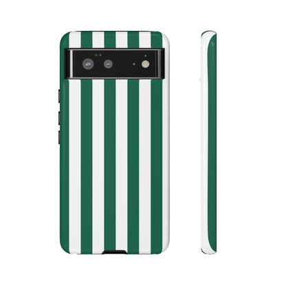 Google Pixel 6 / Glossy Phone Case - Simple Green & White Stripe Pattern Phone Case