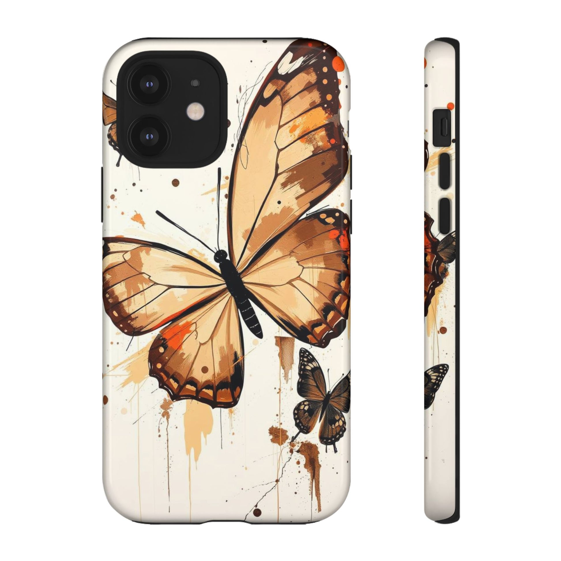 Acrylic Style Butterflies Design Phone Case - Brown Phone Case - iPhone 12 / Glossy