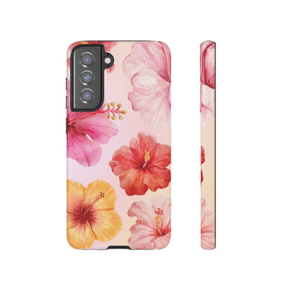 Samsung Galaxy S21 FE / Glossy Phone Case - ’Pink Hibiscus Pattern #1’ Phone Case