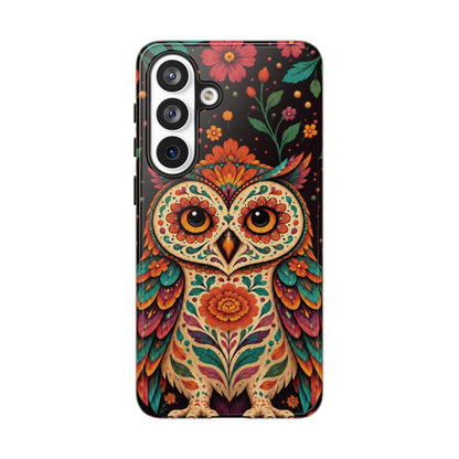 Vibrant Terracotta and Teal Calavera Owl Phone Case - Multicolor Phone Case - Samsung Galaxy S26 Plus / Glossy