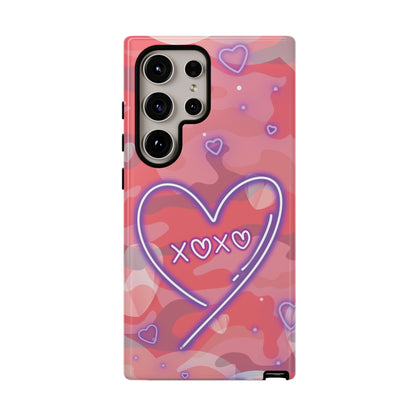 Love Heart Neon Camo Phone Case - Pink Phone Case - Samsung Galaxy S24 Ultra / Glossy
