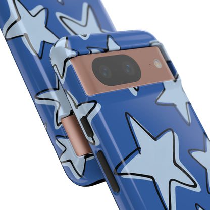 Cobalt Blue Doodle Star Phone Case
