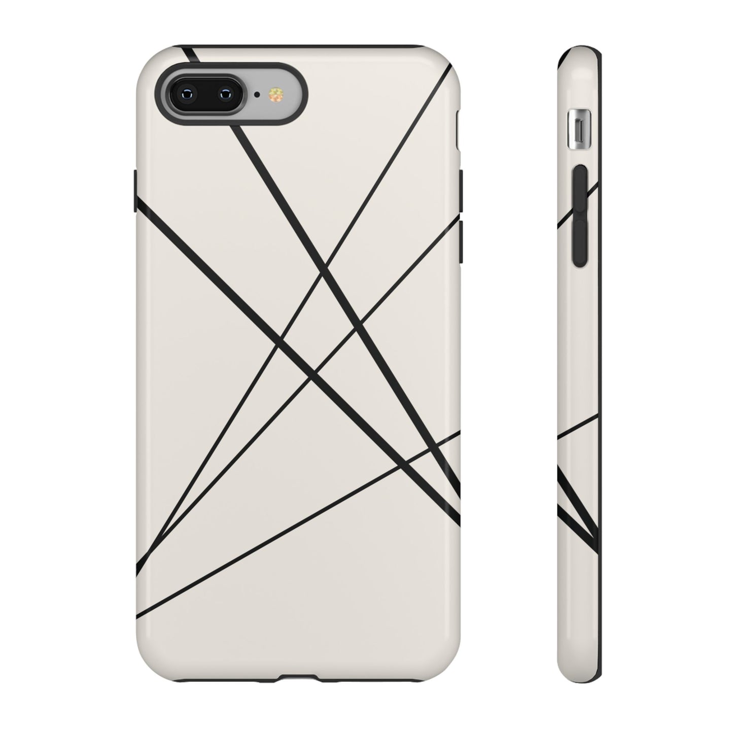 iPhone 8 Plus / Glossy Phone Case - Abstract White with Black Lines Phone Case