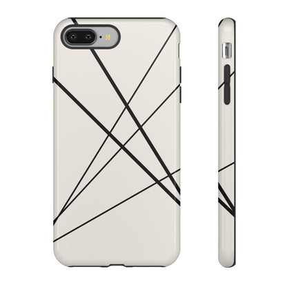 iPhone 8 Plus / Glossy Phone Case - Abstract White with Black Lines Phone Case