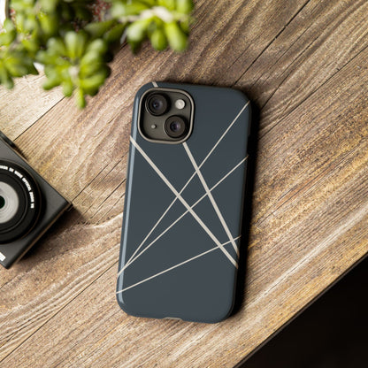 Abstract Blue with Beige Lines Phone Case - Blue Phone Case