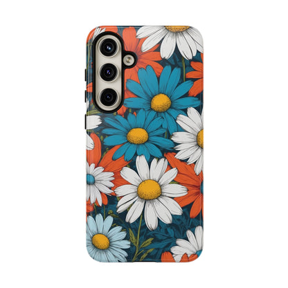 Samsung Galaxy S24 Plus / Glossy Phone Case - Pop Art Daisies Illustration ’Red & Blue’ Phone Case
