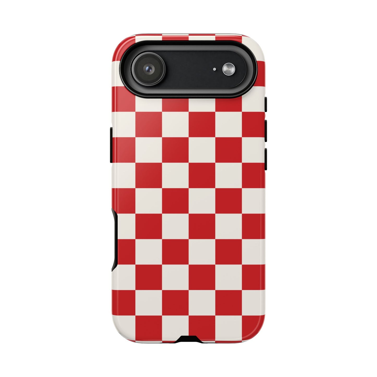 iPhone 17 Air / Glossy Phone Case - ’Red Checkered Pattern’ Phone Case