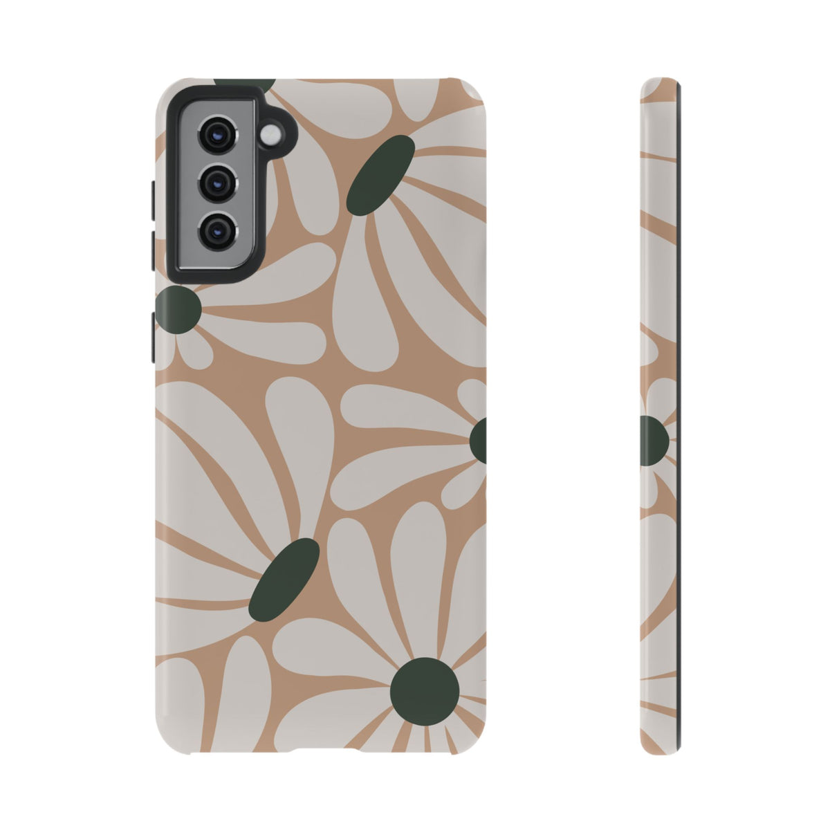 Retro Beige & White Daisy Pattern Phone Case - Beige Phone Case - Samsung Galaxy S21 Plus / Glossy