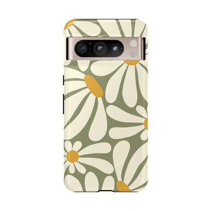 Google Pixel 8 Pro / Glossy Phone Case - ’Retro Green Daisy Pattern #1’ Phone Case