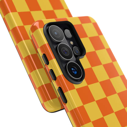Trendy Orange & Yellow Checked Pattern Phone Case - Orange Phone Case