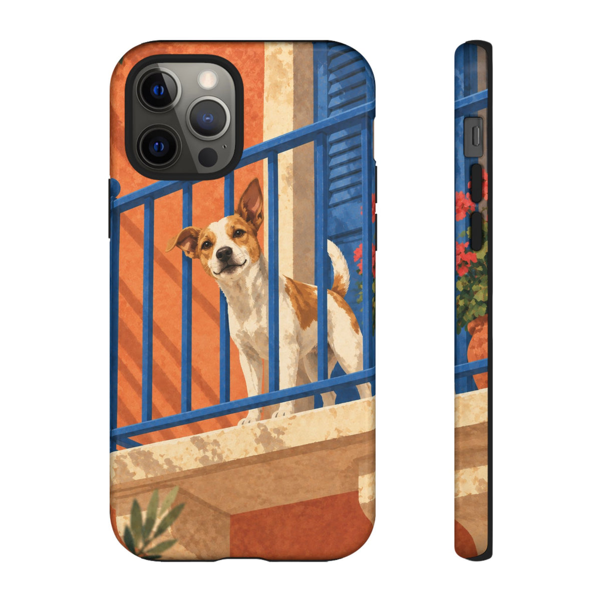 Jack Russell Terrier Balcony Busybody Phone Case - Multicolor Phone Case - iPhone 12 Pro / Glossy