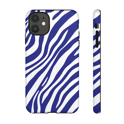 Modern Electric Blue Zebra Print Phone Case