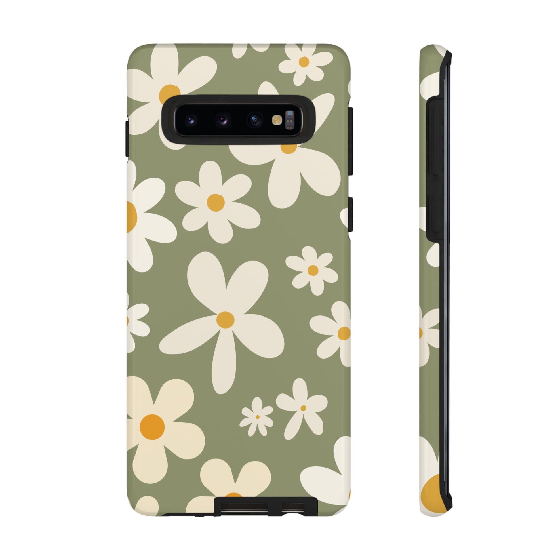 Chic Green Daisy Pattern Phone Case - Green Phone Case - Samsung Galaxy S10 / Glossy