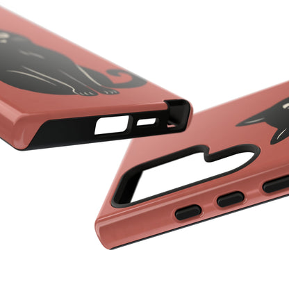 Minimalist Coral Red & Black Cat Phone Case