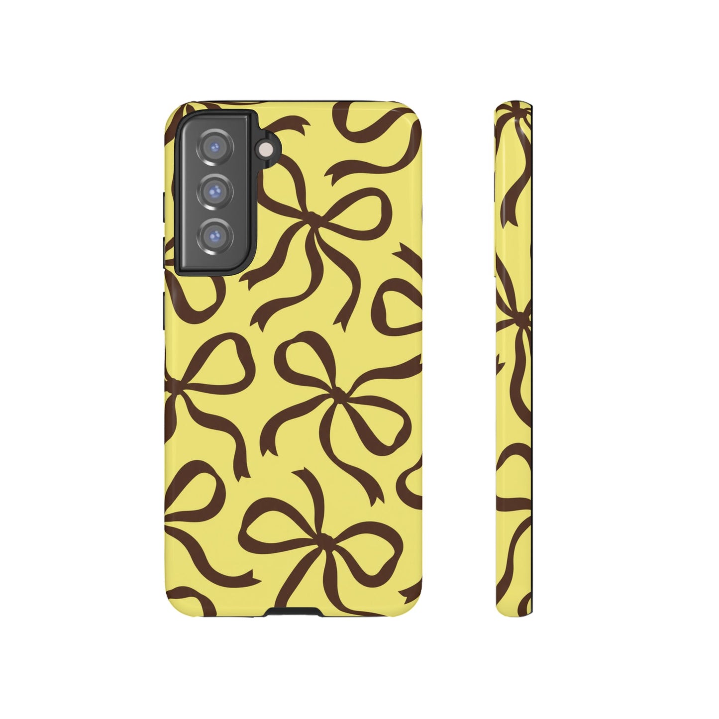 Bold Butter Yellow and Chocolate Brown Bow Pattern Phone Case