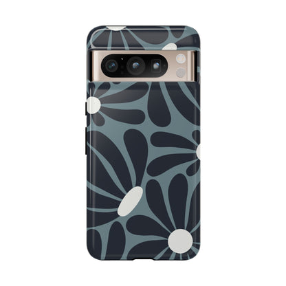 Retro Navy Blue & White Daisy Pattern Phone Case - Blue Phone Case - Google Pixel 8 Pro / Glossy