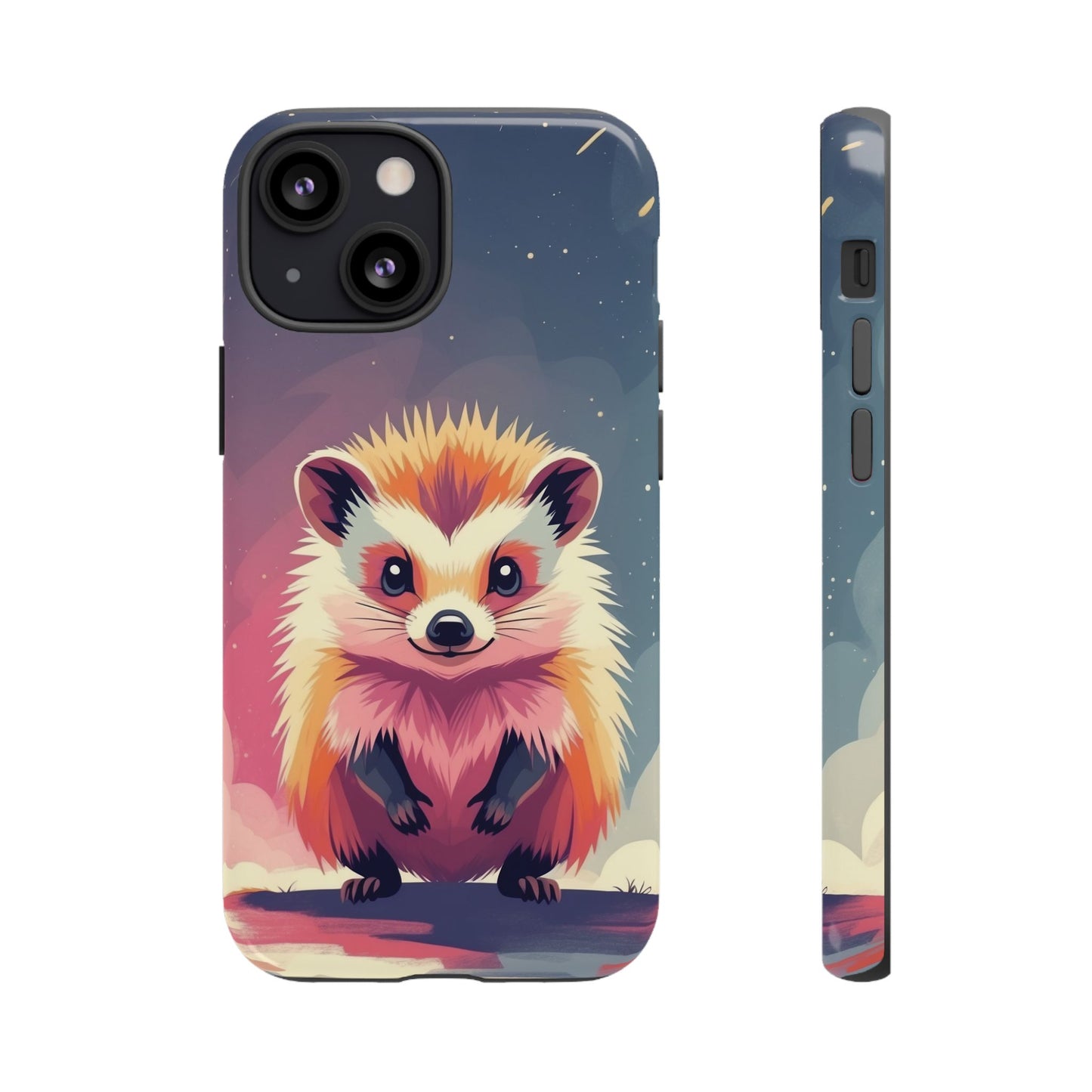 iPhone 13 Mini / Glossy Phone Case - Stylised Hedgehog Design Phone Case