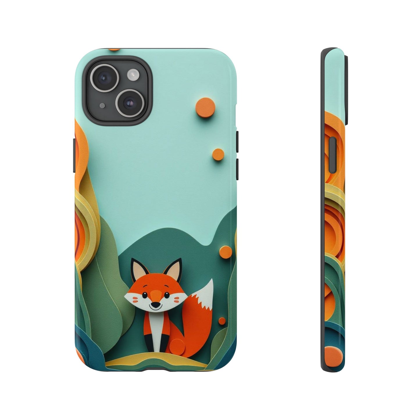 iPhone 15 Plus / Glossy Phone Case - Papier-mâché Fox Design Phone Case