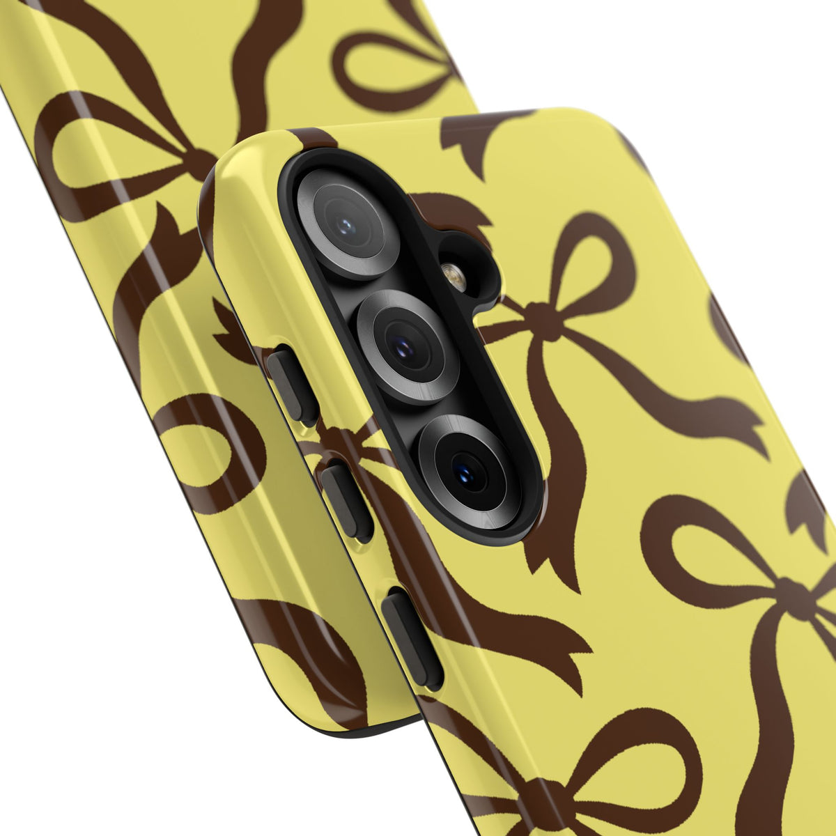 Bold Butter Yellow and Chocolate Brown Bow Pattern Phone Case - Yellow Phone Case