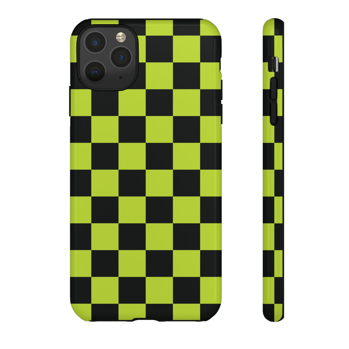 Trendy Neon Lime Green & Black Checked Pattern Phone Case - Green Phone Case - iPhone 11 Pro Max / Glossy