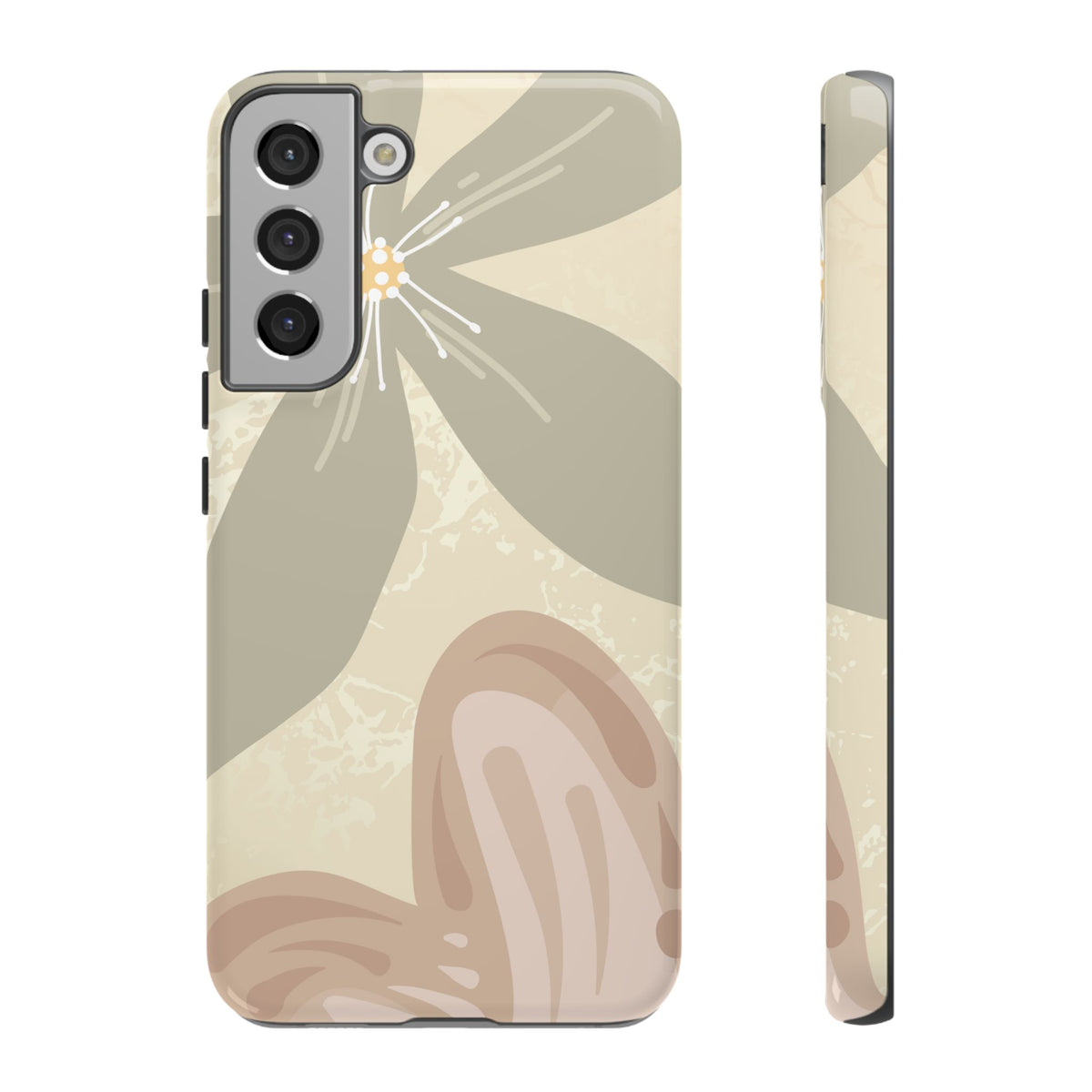 Hibiscus Heart Pattern Phone Case - Beige Phone Case - Samsung Galaxy S22 Plus / Glossy