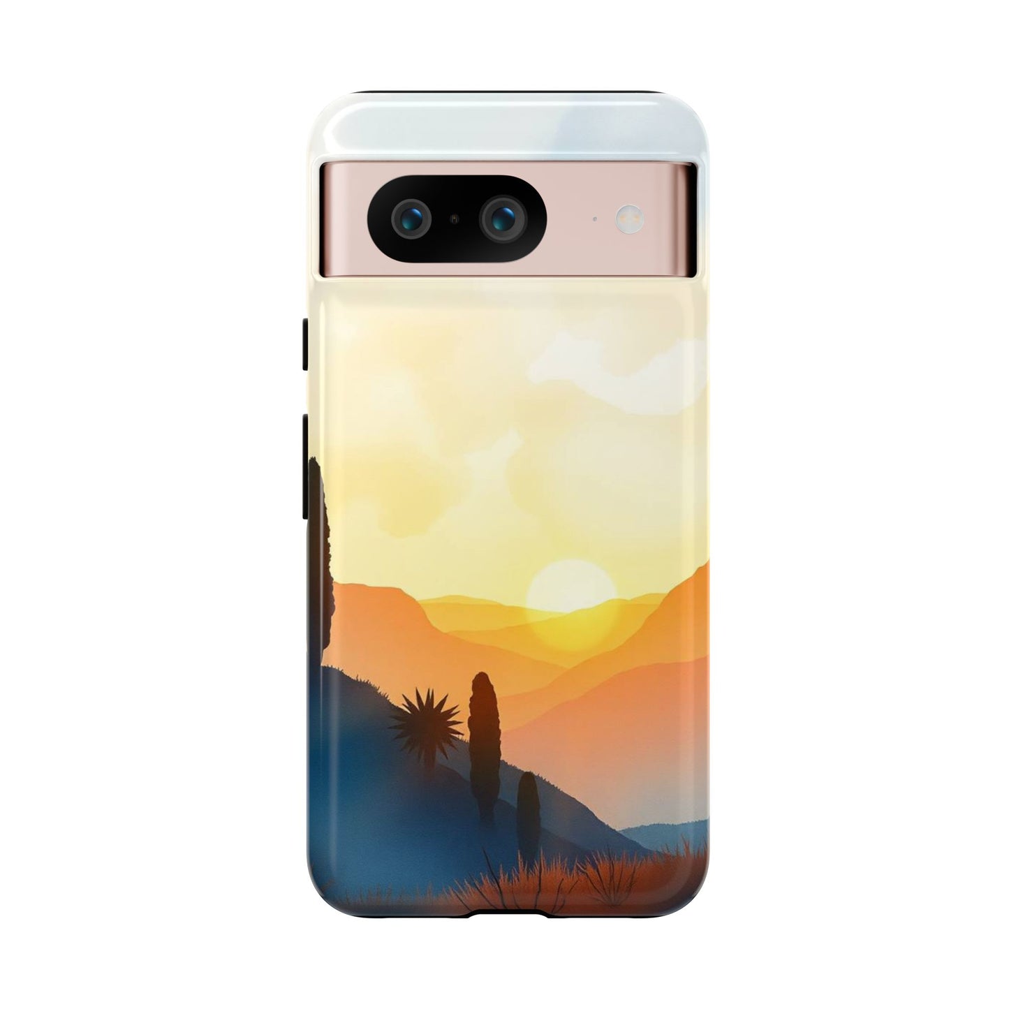 Google Pixel 8 / Glossy Phone Case - Watercolour Sunset Design Phone Case
