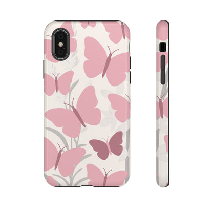 Minimalist Cream & Pink Butterfly Pattern Phone Case - White Phone Case - iPhone X / Glossy