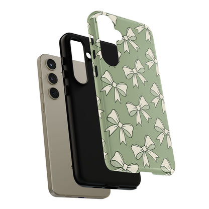 Chic Sage Green Bow Pattern Phone Case