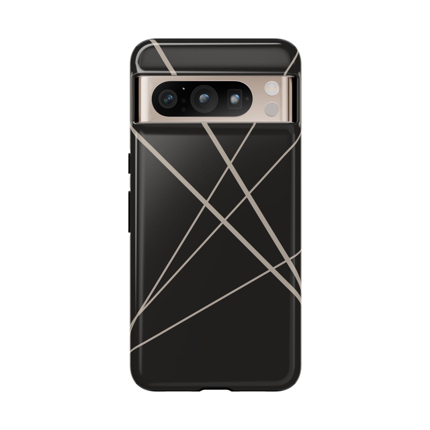 Google Pixel 8 Pro / Glossy Phone Case - Abstract Black with Grey Lines Phone Case