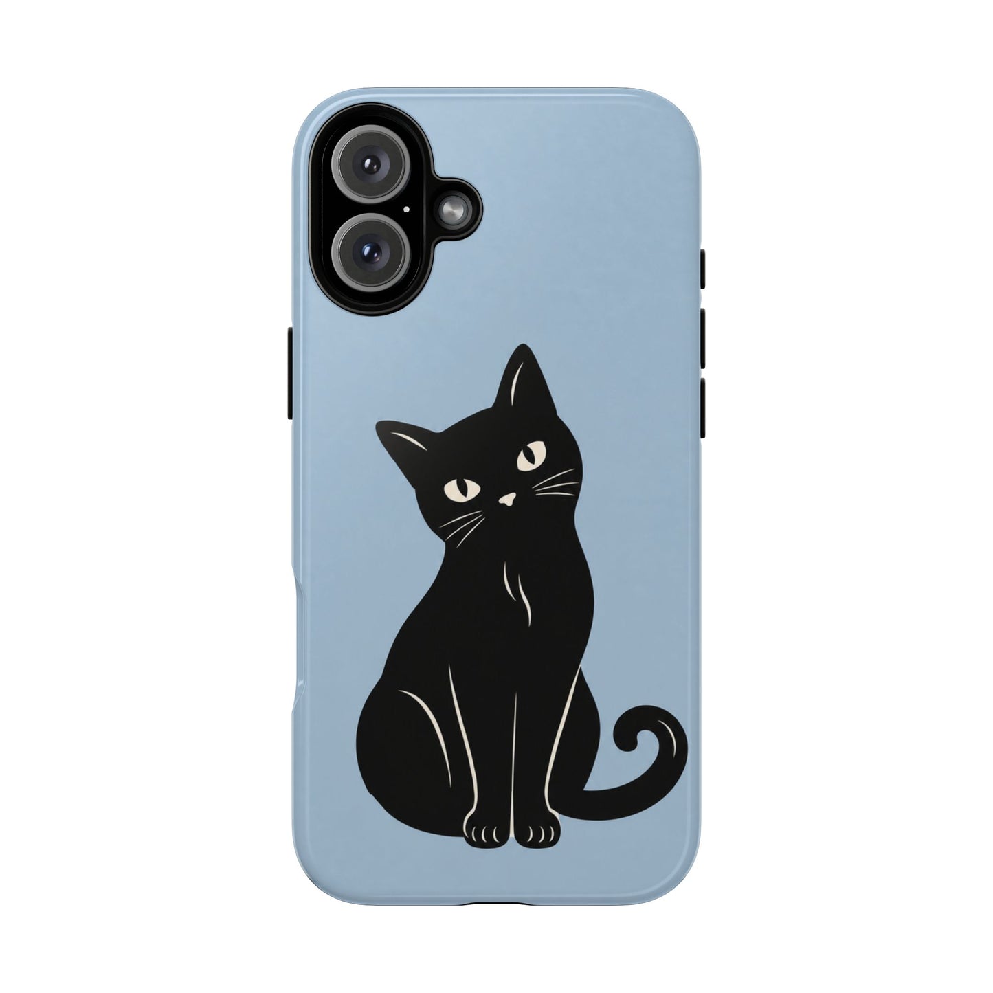 Minimalist Powder Blue & Black Cat Phone Case