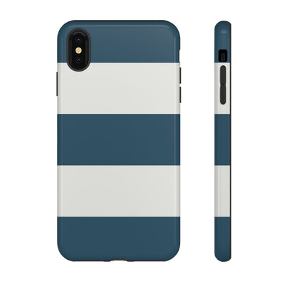 iPhone XS MAX / Glossy Phone Case - Blue & White Horizontal Stripe Pattern Phone Case