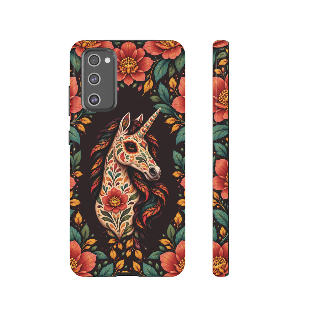 Elegant Terracotta and Teal Calavera Unicorn Phone Case - Phone Case - Samsung Galaxy S20 FE / Glossy
